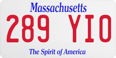 MA license plate 289YI0