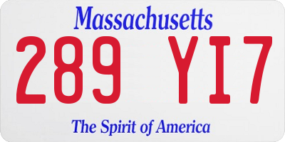 MA license plate 289YI7