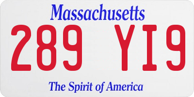 MA license plate 289YI9