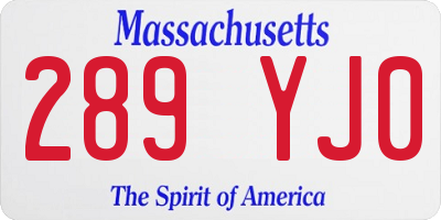 MA license plate 289YJ0