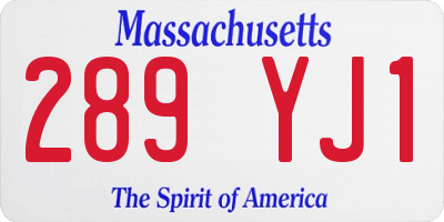 MA license plate 289YJ1