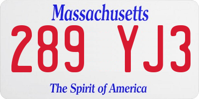 MA license plate 289YJ3