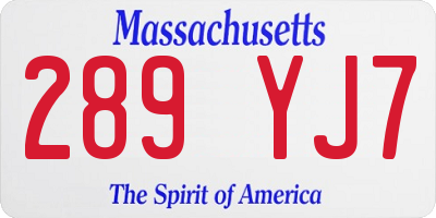 MA license plate 289YJ7