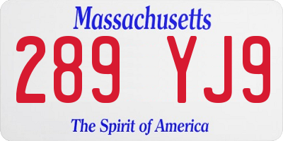 MA license plate 289YJ9
