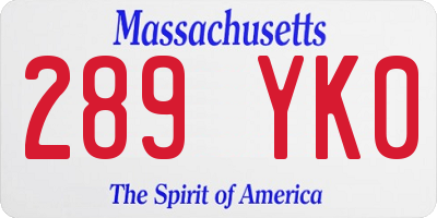 MA license plate 289YK0