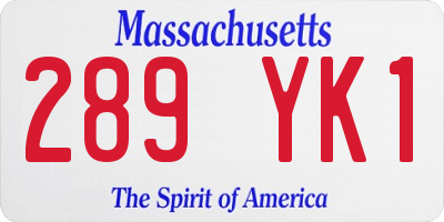 MA license plate 289YK1