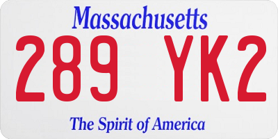 MA license plate 289YK2