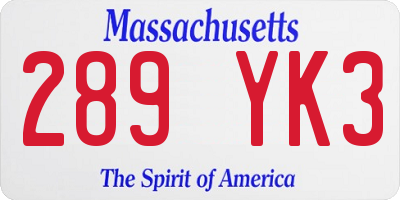 MA license plate 289YK3