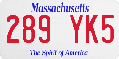 MA license plate 289YK5