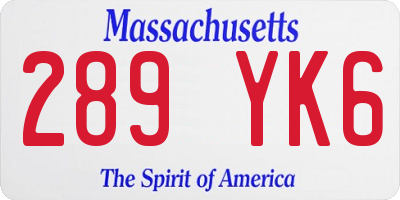 MA license plate 289YK6