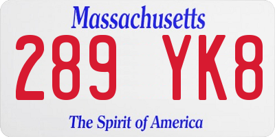 MA license plate 289YK8