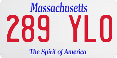 MA license plate 289YL0