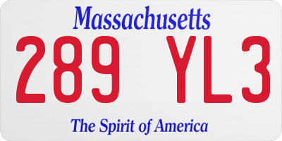MA license plate 289YL3