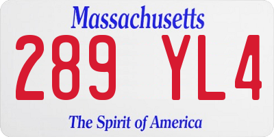 MA license plate 289YL4