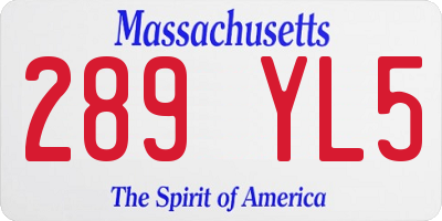 MA license plate 289YL5