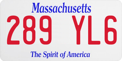 MA license plate 289YL6