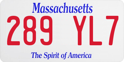 MA license plate 289YL7