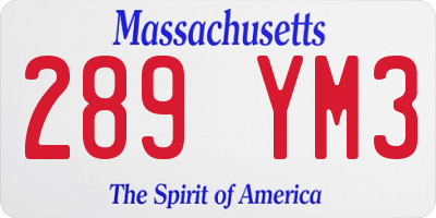 MA license plate 289YM3