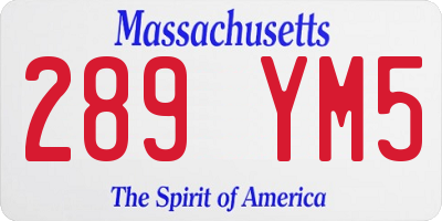 MA license plate 289YM5