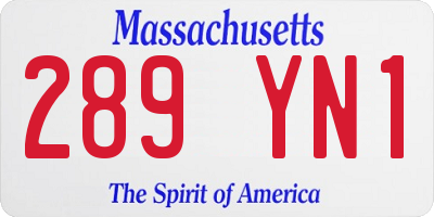 MA license plate 289YN1