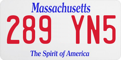 MA license plate 289YN5