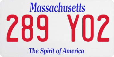 MA license plate 289YO2