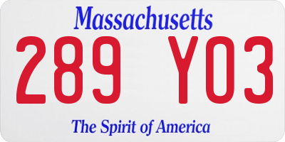 MA license plate 289YO3