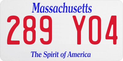 MA license plate 289YO4
