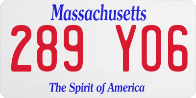 MA license plate 289YO6