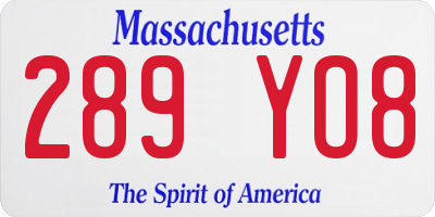 MA license plate 289YO8