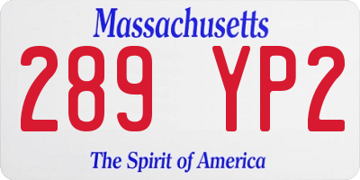 MA license plate 289YP2