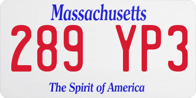 MA license plate 289YP3