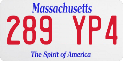 MA license plate 289YP4