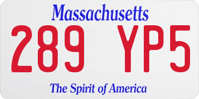 MA license plate 289YP5