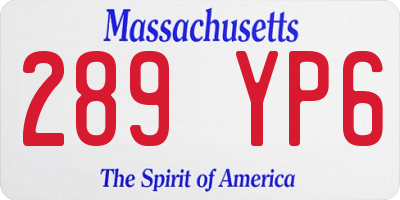 MA license plate 289YP6