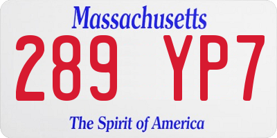 MA license plate 289YP7