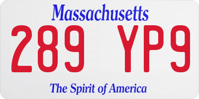 MA license plate 289YP9