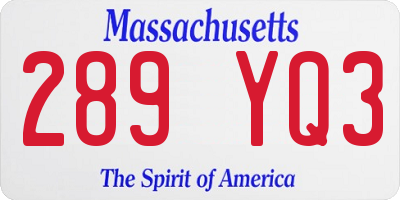 MA license plate 289YQ3