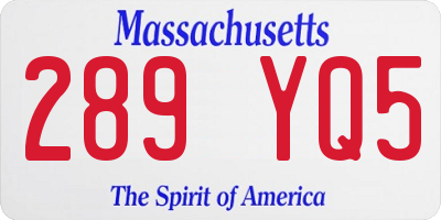 MA license plate 289YQ5
