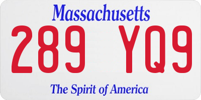 MA license plate 289YQ9