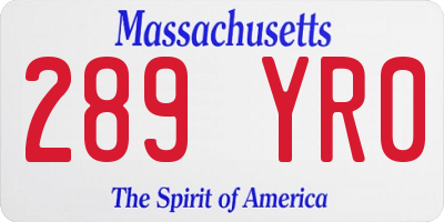 MA license plate 289YR0