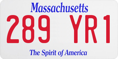 MA license plate 289YR1