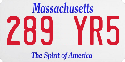 MA license plate 289YR5