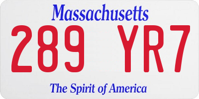 MA license plate 289YR7