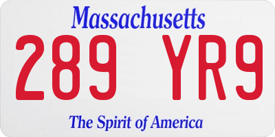 MA license plate 289YR9