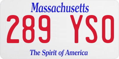 MA license plate 289YS0