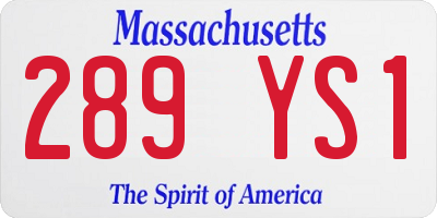 MA license plate 289YS1