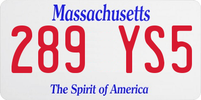 MA license plate 289YS5