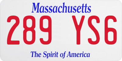 MA license plate 289YS6
