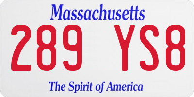 MA license plate 289YS8